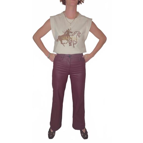 NEW KUT FROM THE KLOTH meg coated high waist wide leg jeans in blackberry - Picture 1 of 5